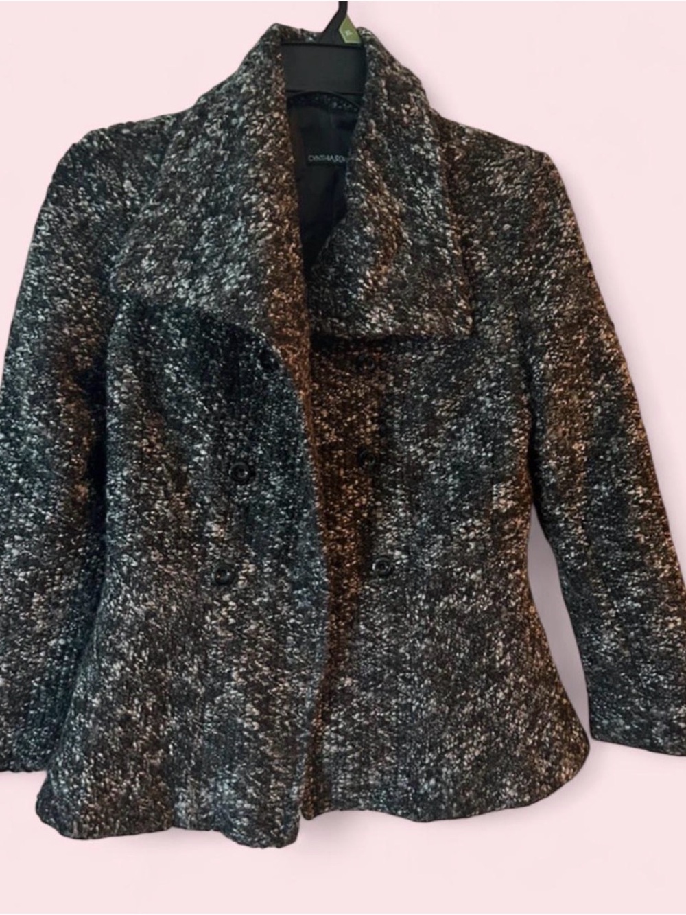 Cynthia Rowley Black & Gray Tweed Peacoat Jacket